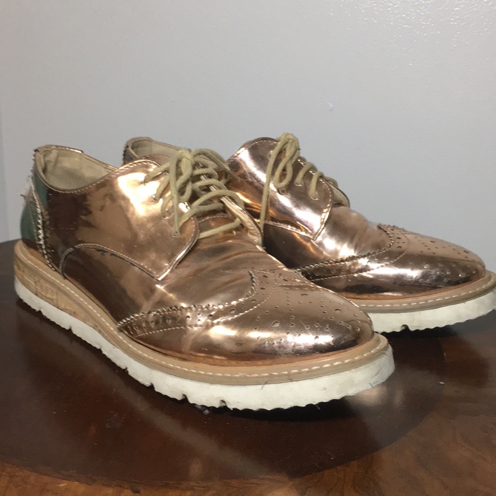 Rose Gold Oxfords - Cork and Rubber sole!